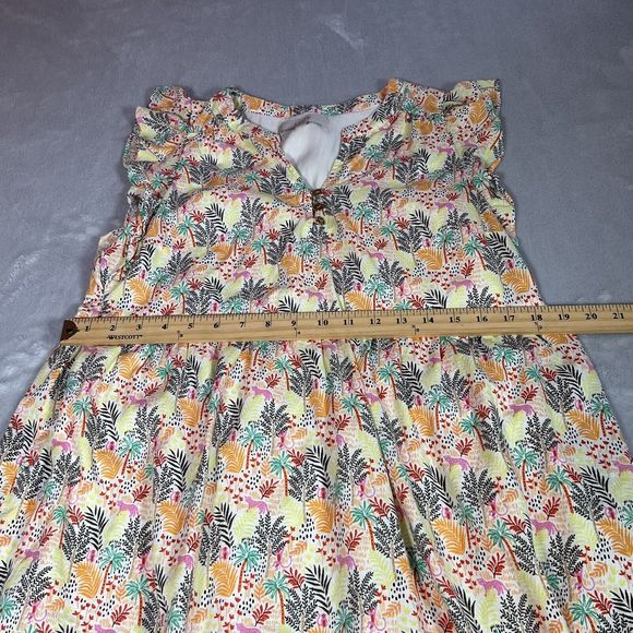 LOFT Dress Womens S Small Paradise Ruffle Button Sleeveless Tropical Flounce - Picture 14 of 15